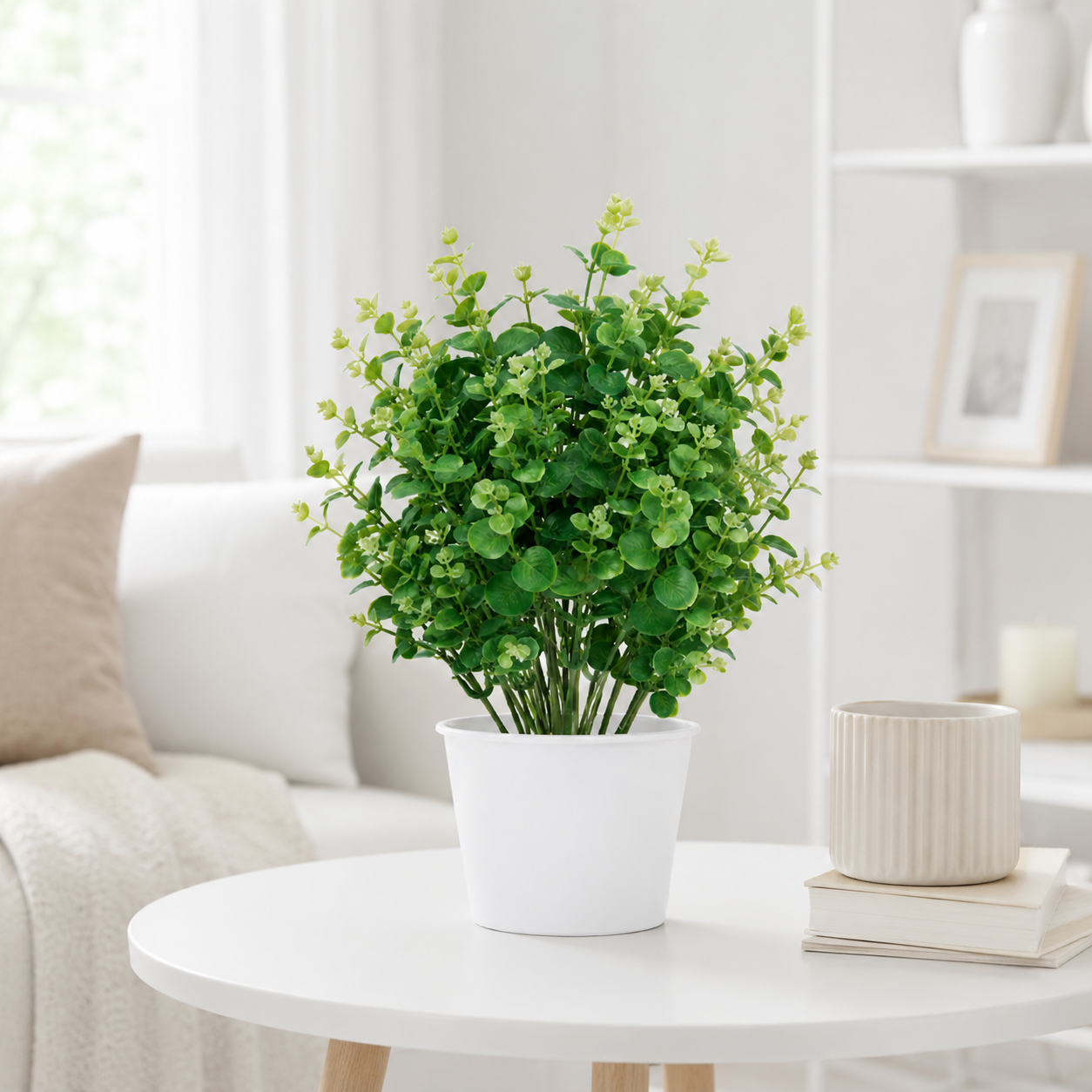 Lastingart Artificial Green Eucalyptus Plant with Plastic Pot
