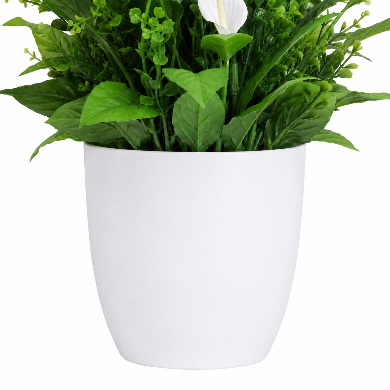 Lastingart Artificial White Peace Lily Plant in White Pot