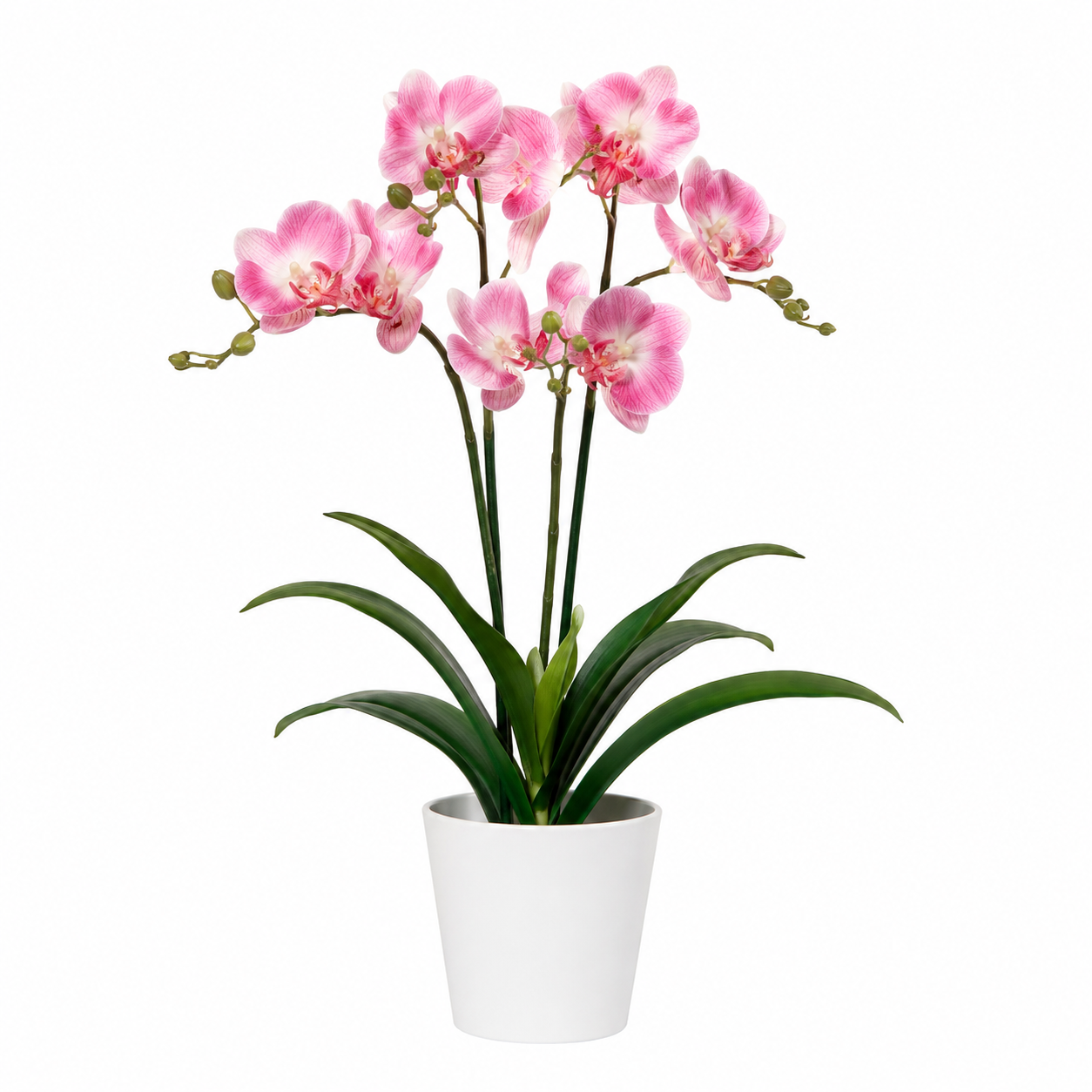 Lastingart Pink Artificial Orchid Plant in White Pot
